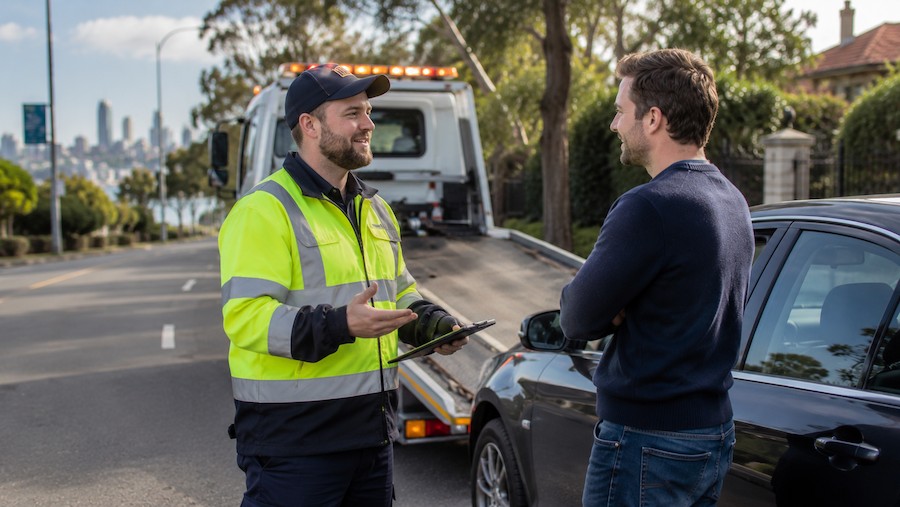 Professional towing operator providing roadside assistance and towing support in Sydney
