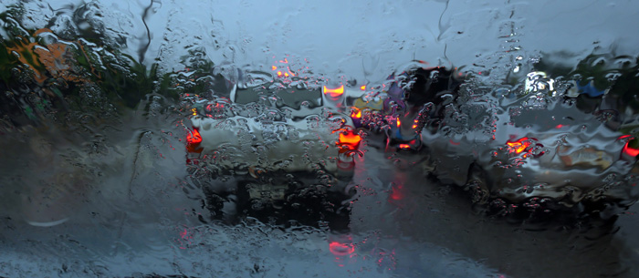 Slower traffic in wet conditions