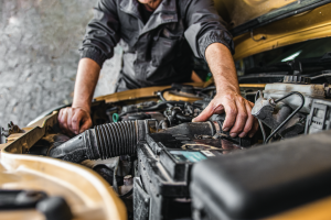 Changing out a gold car's oil to help it run better. 