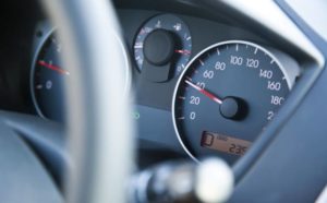 Speedometer gauge showing slow speed.