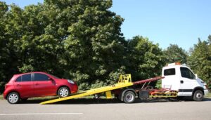 Broken down car on the counrtyside.