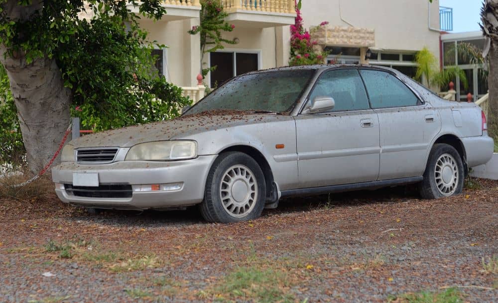 Abandoned car in a private property.