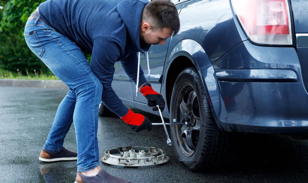 Removing wheel cover.